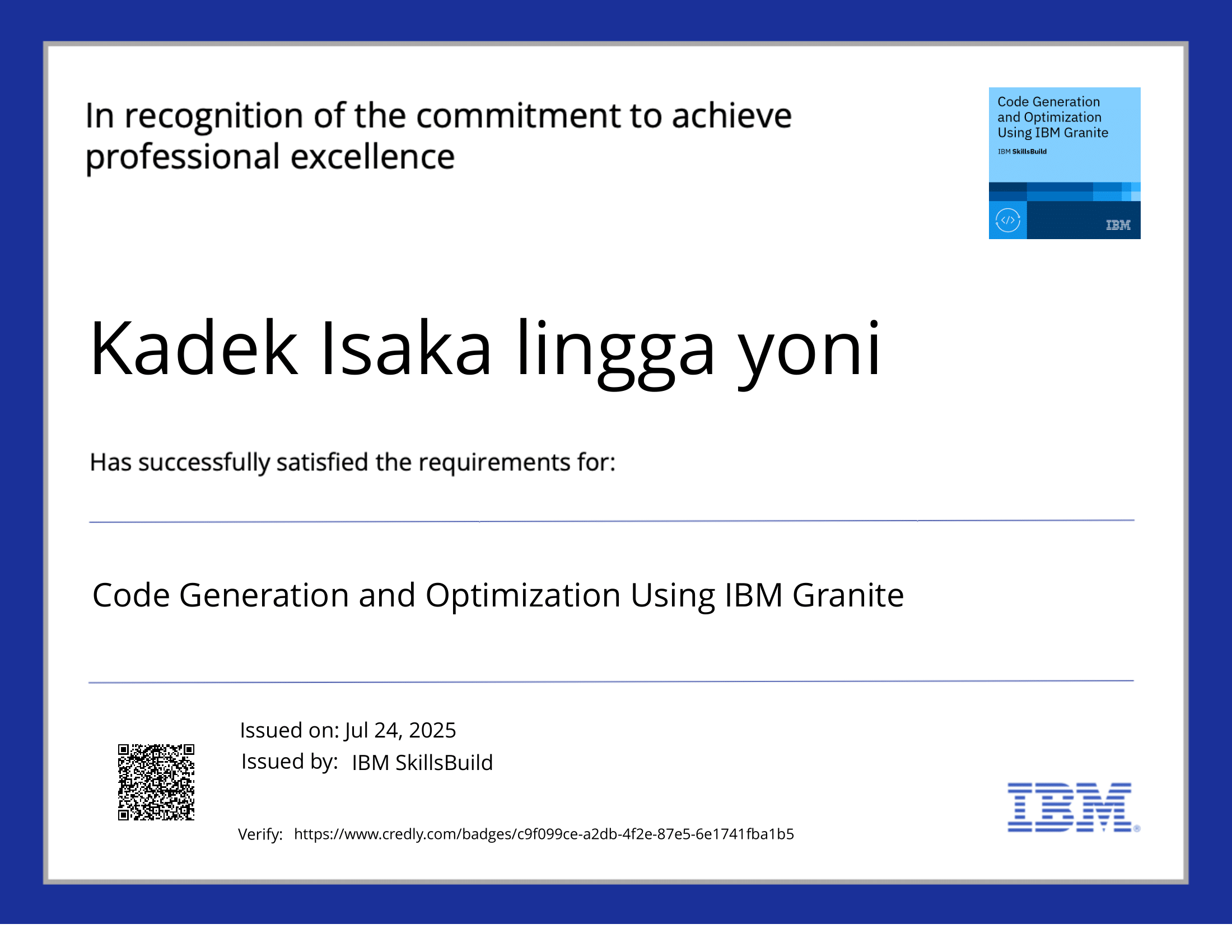 Code Generation and Optimization Using IBM Granite